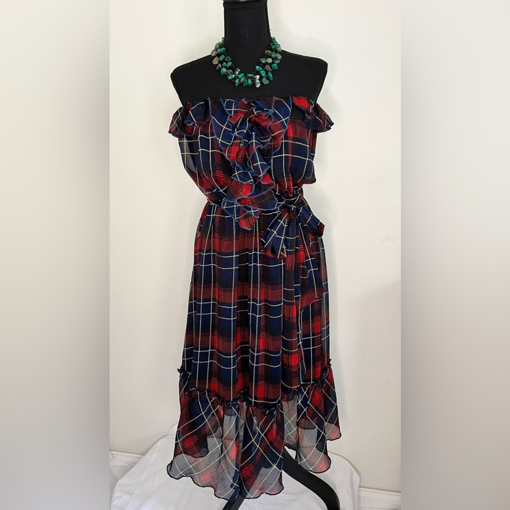 Double Zero Plaid Strapless dress
